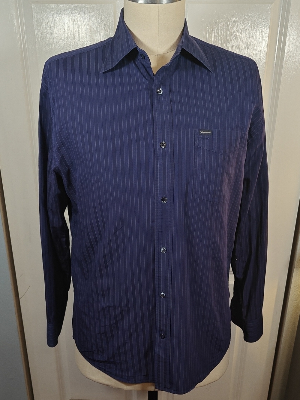 Faconnable Navy Pinstripe Men's Dress Shirt